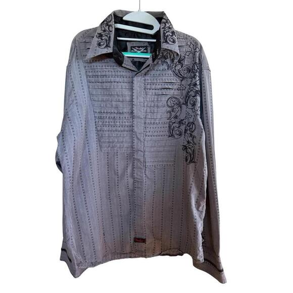 Fender Other - Fender Western Gothic Shirt XXL Top Embroidered Cross Tuxedo Rock & Roll Guitar